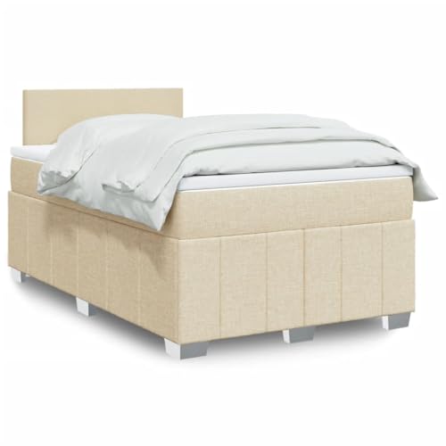 Homgoday Boxspringbett mit Matratze, Stoff, cremefarben, 120 x 190 cm, atmungsaktiv, bequem, ergonomisch, Doppelbetten, Boxspringbett von Homgoday