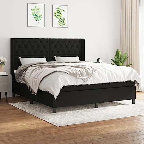 Homgoday Boxspringbett mit Matratze, Stoff, schwarz, 160 x 200 cm, gepolstert, Lattenrostschutz, Taschenfederkern, anpassbar, wendbar, Stoff, Typ 2 Betten und Lattenroste, Möbel Homgoday Boxspringbett mit Matratze, Stoff, schwarz, 160 x 200 cm, gepolstert, Lattenrostschutz, Taschenfederkern, anpassbar, wendbar, Stoff, Typ 2 Betten und Lattenroste, Möbel von Homgoday