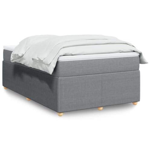 Homgoday Boxspringbett mit Matratze Bett Bettgestell Bettrahmen Doppelbett Einzelbett Lattenrost Gästebett Jugendbett Schlafzimmerbett | ohne Kopfteil Hellgrau 120x200 cm Stoff von Homgoday