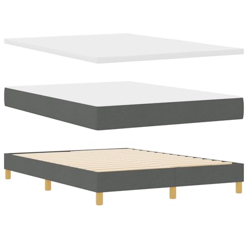 Homgoday Boxspringbett mit Matratze Dunkelgrau 140x200 cm Stoff G?stebett Familienbett Model3341357 von Homgoday