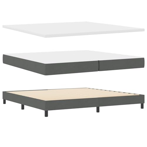 Homgoday Boxspringbett mit Matratze Dunkelgrau 200x200 cm Stoff G?stebett Familienbett von Homgoday