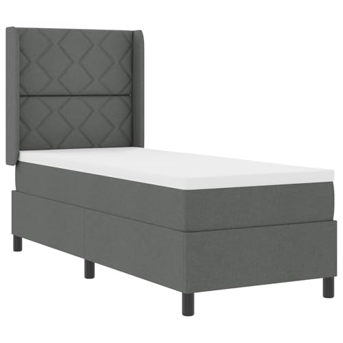 Homgoday Boxspringbett mit Matratze Dunkelgrau 90x190 cm Stoff G?stebett Familienbett Model3341680 von Homgoday