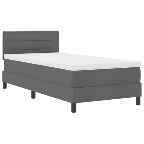Homgoday Boxspringbett mit Matratze Dunkelgrau 90x200 cm Stoff G?stebett Familienbett von Homgoday
