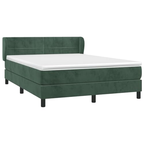 Homgoday Boxspringbett mit Matratze Dunkelgrün 140x190 cm Samt Boxspring-Bett Boxspringbettgestell von Homgoday