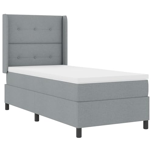 Homgoday Boxspringbett mit Matratze Hellgrau 100x200 cm Stoff G?stebett Familienbett Model3341630 von Homgoday