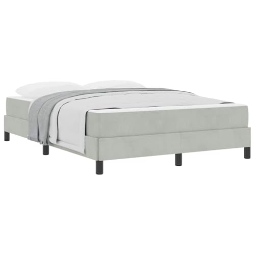 Homgoday Boxspringbett mit Matratze Hellgrau 140 x 200 cm Samt Bett Erwachsene Model3398695 von Homgoday
