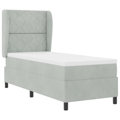 Homgoday Boxspringbett mit Matratze Hellgrau 80x200 cm Samt G?stebett Familienbett Homgoday Boxspringbett mit Matratze Hellgrau 80x200 cm Samt G?stebett Familienbett von Homgoday