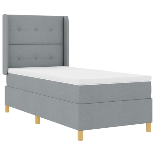 Homgoday Boxspringbett mit Matratze Hellgrau 80x200 cm Stoff G?stebett Familienbett Homgoday Boxspringbett mit Matratze Hellgrau 80x200 cm Stoff G?stebett Familienbett von Homgoday
