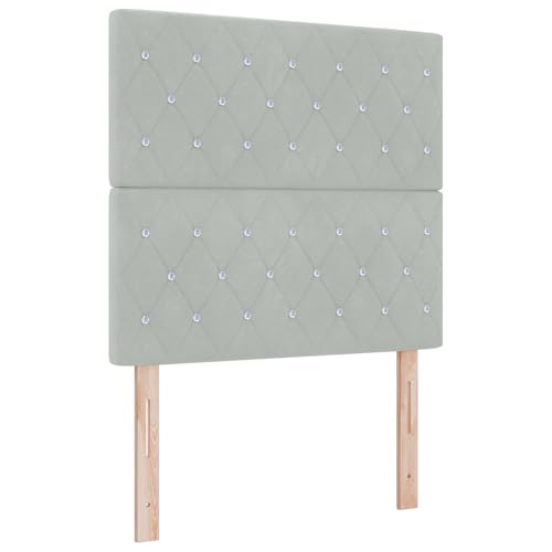 Homgoday Boxspringbett mit Matratze Hellgrau Samt G?stebett Familienbett von Homgoday