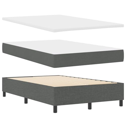Homgoday Boxspringbett mit Matratze & Bank Dunkelgrau 120x190 cm Stoff G?stebett Familienbett Model3344129 von Homgoday