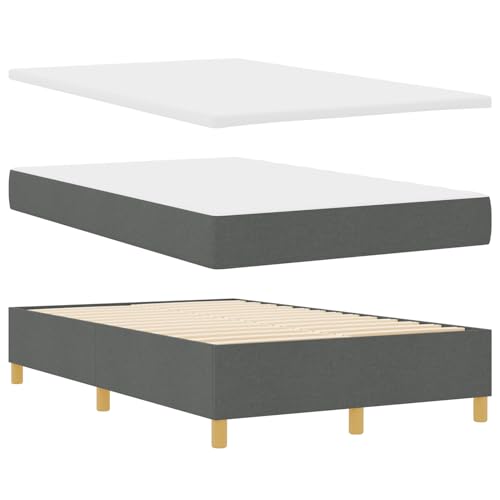Homgoday Boxspringbett mit Matratze & Bank Dunkelgrau 120x190 cm Stoff G?stebett Familienbett von Homgoday