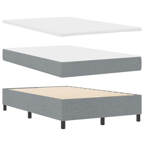 Homgoday Boxspringbett mit Matratze & Bank Hellgrau 120x190 cm Stoff G?stebett Familienbett Model3344051 von Homgoday