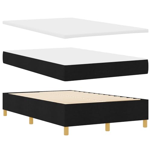 Homgoday Boxspringbett mit Matratze & Bank Schwarz 120 x 190 cm Stoff G?stebett Familienbett von Homgoday