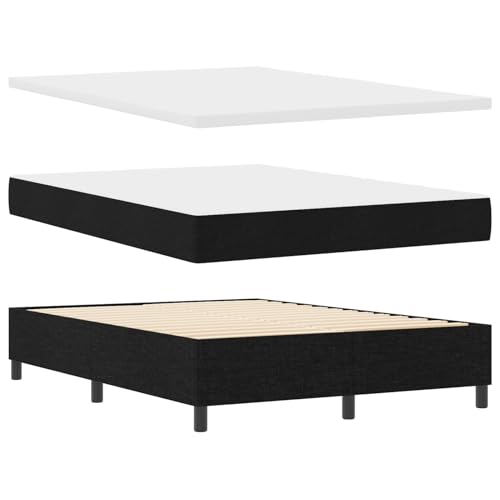 Homgoday Boxspringbett mit Matratze und Bank Schwarz 160x200 cm Stoff G?stebett Familienbett von Homgoday