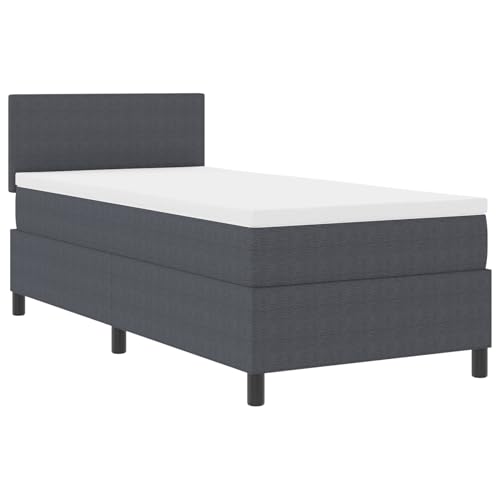 Homgoday Boxspringbett mit Matratze & LED Dunkelgrau 90x200 cm Cordstoff G?stebett Familienbett von Homgoday