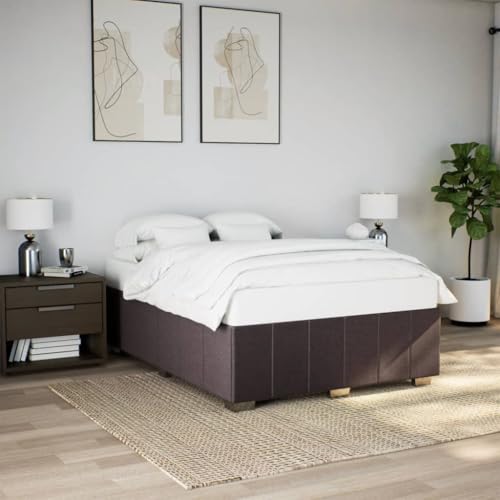 Homgoday Boxspringbett ohne Matratze Dunkelbraun 140x200 Stoff Bett mit Bettrahmen Bettrahmen Bettgestell Bettgestell Modern Rahmen für Wohnzimmer Schlafzimmer von Homgoday