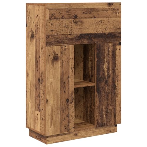 Homgoday Brauner Schreibtisch Altholz Ingenieurholz Mittel Bürotisch Model869488 von Homgoday