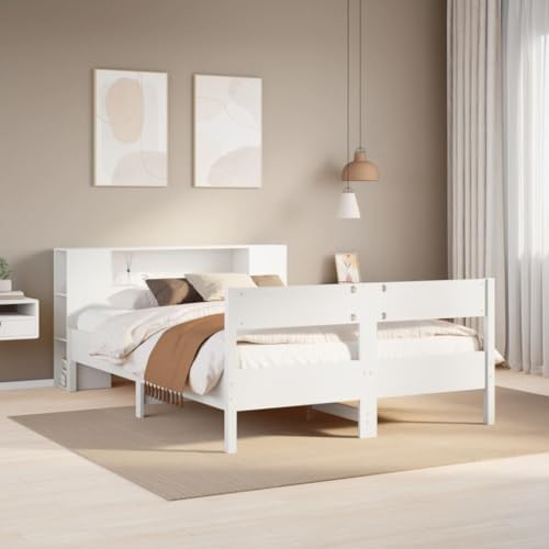 Homgoday Bücherbett ohne Matratze Weiß 150x200 cm Kiefer Holz Bett mit Bettrahmen Bettrahmen Bettgestell Bettgestell Modern Bettgestell Bettgestell für Wohnzimmer Homgoday Bücherbett ohne Matratze Weiß 150x200 cm Kiefer Holz Bett mit Bettrahmen Bettrahmen Bettgestell Bettgestell Modern Bettgestell Bettgestell für Wohnzimmer von Homgoday