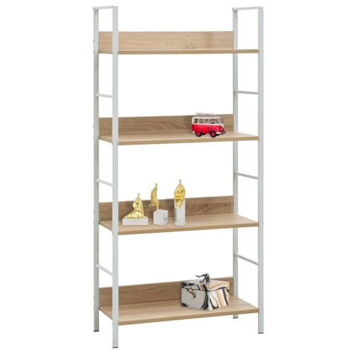Homgoday Bücherregal 4 Regalb?den Eiche 60×27,6×124,5 cm Holzwerkstoff Book Shelf Model288225 von Homgoday