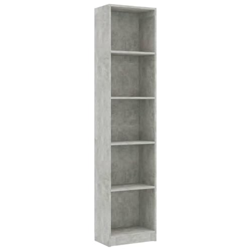 Homgoday Bücherregal 5 F?Cher Betongrau 40x24x175 cm Holzwerkstoff Book Shelf Model800850 von Homgoday