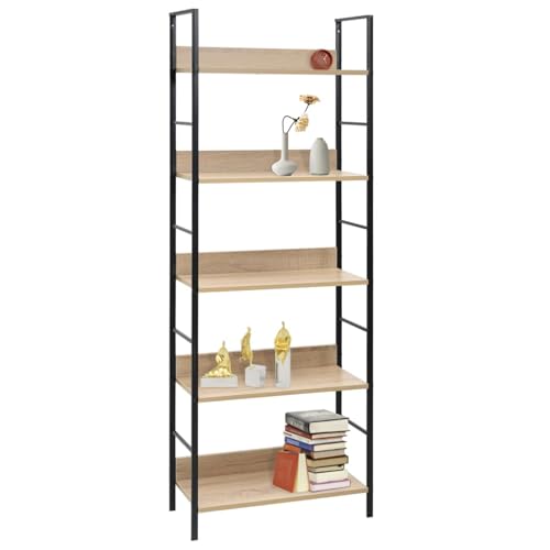 Homgoday Bücherregal 5 Regalb?den Eiche 60x27,6x158,5 cm Holzwerkstoff Book Shelf Model288227 von Homgoday