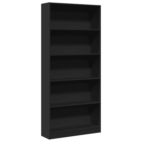 Homgoday Bücherregal Schwarz 80x24x176 cm Holzwerkstoff Book Shelf Model857854 von Homgoday
