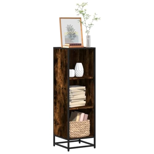 Homgoday Bücherregal aus technischem Holz, rauchige Eiche, 33,5 x 33 x 107,5 cm, Organizer mit Fächern, offene Regale für Wohnzimmer, Büro, Schlafzimmer von Homgoday
