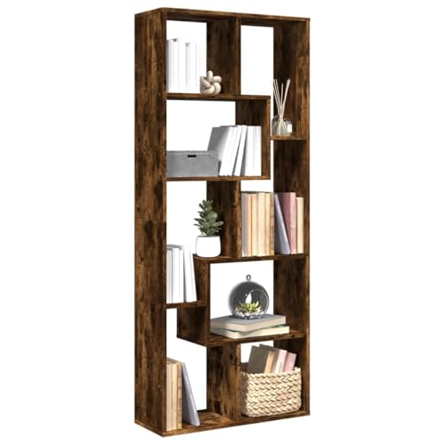 Homgoday Bücherregal mit Trennwand aus Holz, Eiche rauchfarben, 67 x 25 x 161,5 cm, Bücherregal, Esszimmer, Regal aus Holz für Büro, Bücherregal, Schlafzimmer oder Speisekammer Homgoday Bücherregal mit Trennwand aus Holz, Eiche rauchfarben, 67 x 25 x 161,5 cm, Bücherregal, Esszimmer, Regal aus Holz für Büro, Bücherregal, Schlafzimmer oder Speisekammer von Homgoday