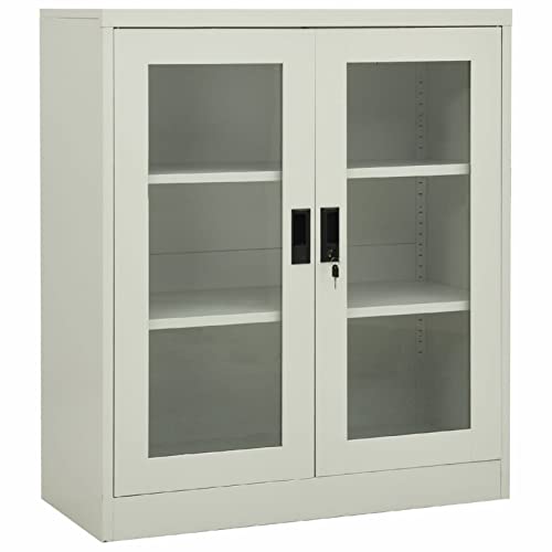 Homgoday Büro-Aktenschrank, multifunktionaler Schrank, Büroschrank, abschließbar, Schrank aus gehärtetem Glas, für Büro, Wohnzimmer, Metall, Büroschrank, Hellgrau, 90 x 40 x 105 cm Homgoday Büro-Aktenschrank, multifunktionaler Schrank, Büroschrank, abschließbar, Schrank aus gehärtetem Glas, für Büro, Wohnzimmer, Metall, Büroschrank, Hellgrau, 90 x 40 x 105 cm von Homgoday