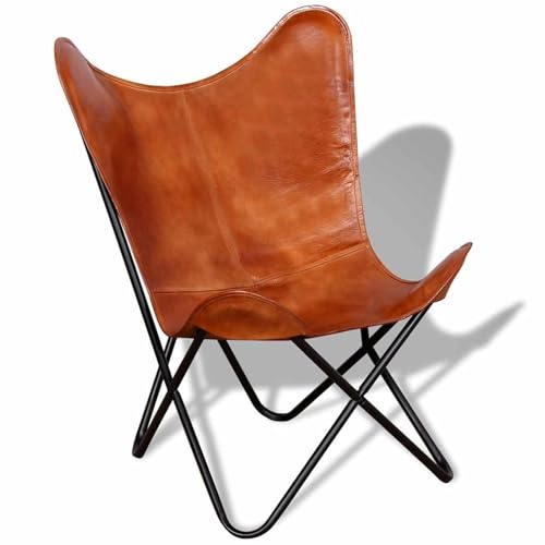 Homgoday Butterfly-Sessel Braun Echtleder Loungesessel Model243728 von Homgoday