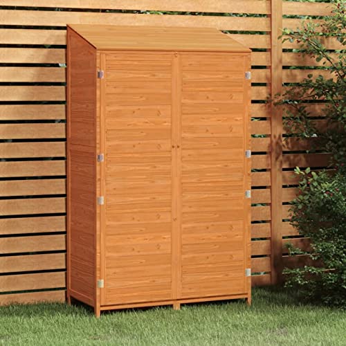 Homgoday Casa Mobilia Gartenhaus Braun Gerätehaus Gartengeräte Schrank aus Holz Outdoor Schuppen aus Holz Gartenhäuser Angebote 102 x 52 x 174,5 cm Massivholz Fichte von Homgoday