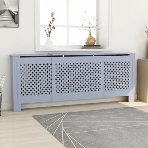 Homgoday Casa Mobilia Heizkörperabdeckung grau aus MDF 205 cm, Ablageschale Verkleidung, Abdeckung für Heizkörper von Homgoday