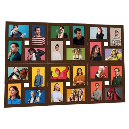 Homgoday Collage Bilderrahmen für Fotos, 24 x (10 x 15 cm), Dunkelbraun, MDF von Homgoday