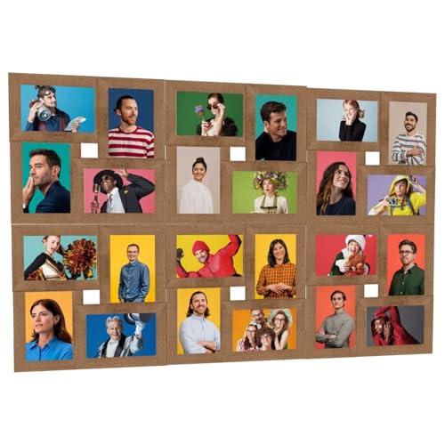 Homgoday Collage Bilderrahmen für Fotos, 24 x (10 x 15 cm), hellbraun, MDF von Homgoday