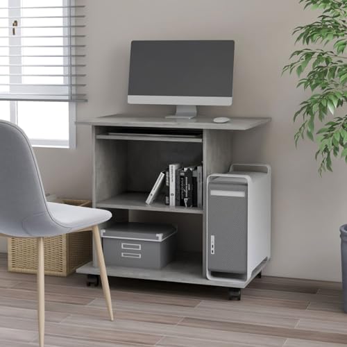 Homgoday Computer-Schreibtisch, Zementgrau, 80 x 50 x 75 cm, mehrschichtiges Holz, Computer-Schreibtisch, Computer-Schreibtisch, platzsparender Schreibtisch von Homgoday