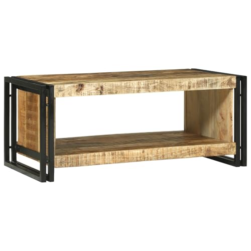 Homgoday Couchtisch 90x50x38 cm aus massivem rauem Mango-Holz Wohnzimmertisch Model4104715 von Homgoday
