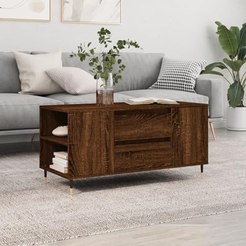 Homgoday Couchtisch Beistelltisch Wohnzimmertisch Sofatisch mit 2 Schubladen und 4 Fächern Kaffeetisch Teetisch Holztisch für Wohnzimmer Sofa Büro Braun Eichen-Optik 102x44,5x50 cm Homgoday Couchtisch Beistelltisch Wohnzimmertisch Sofatisch mit 2 Schubladen und 4 Fächern Kaffeetisch Teetisch Holztisch für Wohnzimmer Sofa Büro Braun Eichen-Optik 102x44,5x50 cm von Homgoday