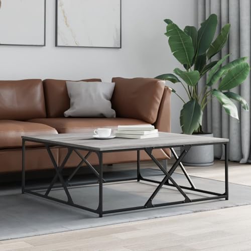 Homgoday Couchtisch Grau Sonoma 100x100x40 cm Holzwerkstoff Couchtisch Model835367 von Homgoday