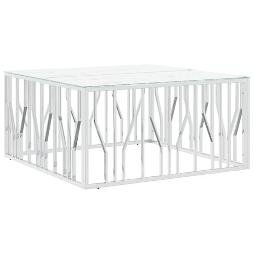 Homgoday Couchtisch Silbern 100x100x50 cm Edelstahl und Glas Coffee Table Model350067 Homgoday Couchtisch Silbern 100x100x50 cm Edelstahl und Glas Coffee Table Model350067 von Homgoday