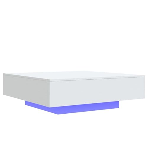 Homgoday Couchtisch mit LED-Leuchten Weiß 100x100x31 cm Coffee Table Model836602 von Homgoday