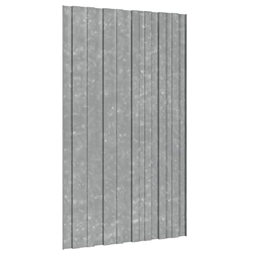 Homgoday Dachpaneele 36 STK. Trapezblech Dachpfannen Profilblech Dachblech Trapezbleche Dachplatten Metallblech Dach Platten Stahlblech Wellplatten Verzinkter Stahl Silbern 80x45 cm von Homgoday
