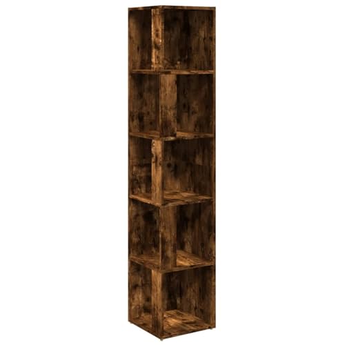 Homgoday Eckregal R?uchereiche 33x33x164,5 cm Holzwerkstoff Eckschrank Model816026 von Homgoday
