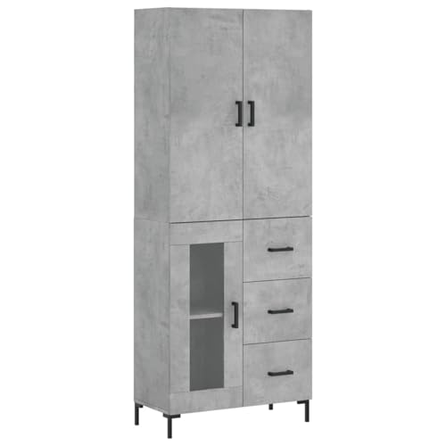 Homgoday Elegantes Highboard Sideboard Betongrau Holzwerkstoff Metall Glas 69,5x34x180 cm Model3195959 von Homgoday