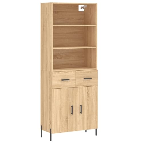 Homgoday Elegantes Highboard Sonoma-Eiche | Stauraum | Stabilität | Montage erforderlich Model3200524 von Homgoday