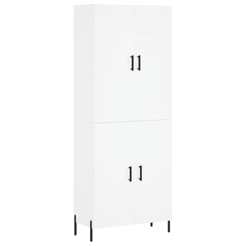 Homgoday Elegantes Highboard aus Holzwerkstoff mit Metallfüßen - Stauraum & Stabilität | Weiß | 69,5 x 34 x 180 cm Model3195683 von Homgoday