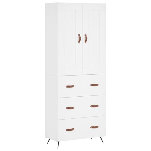 Homgoday Elegantes Highboard aus Holzwerkstoff mit Metallfüßen - Stauraum & Stabilität | Weiß Model3199721 von Homgoday