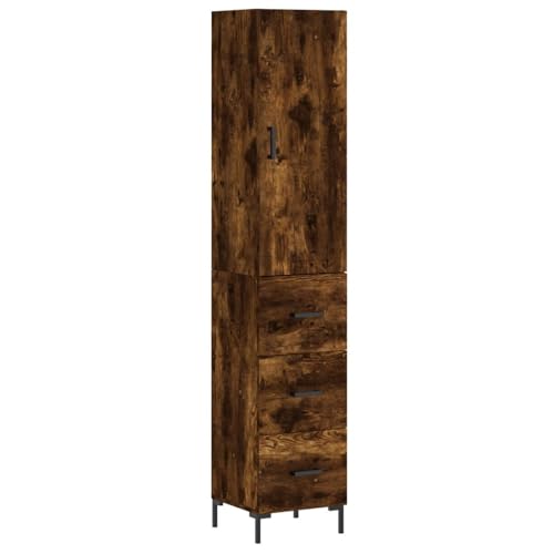 Homgoday Elegantes Holzwerkstoff-Highboard mit Metallfüßen | Stauraum | Sicherung erforderlich | 34,5 x 34 x 180 cm Model3198854 von Homgoday