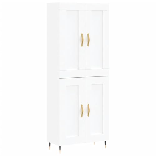 Homgoday Elegantes White Highboard mit Metallfüßen & viel Stauraum - 69,5 x 34 x 180 cm Model3199665 von Homgoday