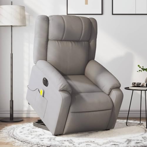 Homgoday Elektrischer Massagesessel mit Massagefunktion, Taupe aus Stoff, Einrichtung für Wohnzimmer, Sessel, Loungesessel, Relaxsessel, Schlafzimmerstuhl, Modell 3205246 von Homgoday