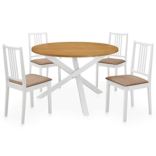 Homgoday Esszimmer-Set 5-teilig aus MDF weiß, Gartenmöbel, Tisch und Stühle für den Außenbereich, Gartenmöbel-Set, Gartenmöbel-Set, Modell 276402 von Homgoday
